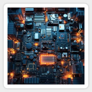 Cyber Circuit Cityscape Sticker